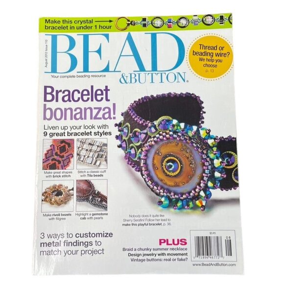 Bead & Button Magazine Jewelry Crafting Book u August 2012 Issue 110 - Picture 1 of 8